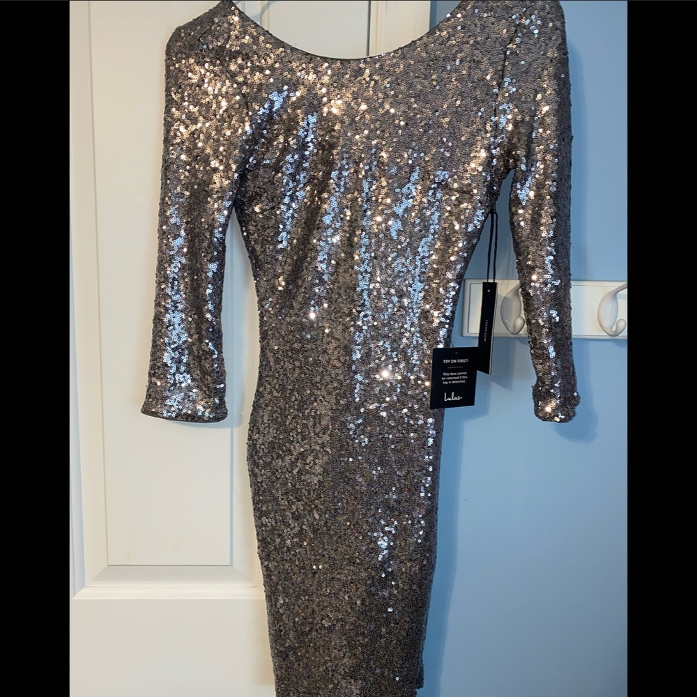 Silver sequin dress